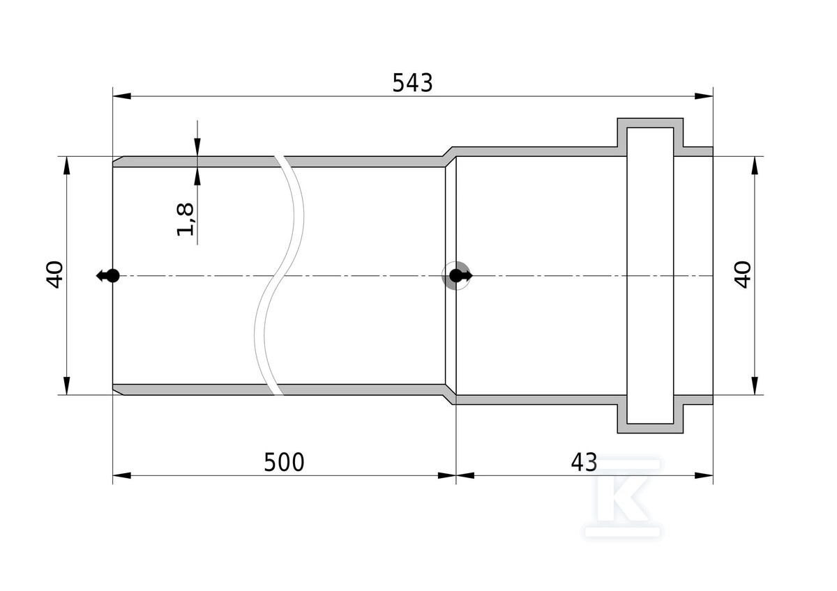 PP-HT cev 40x1.8x500 sanitarna, za - 3044558