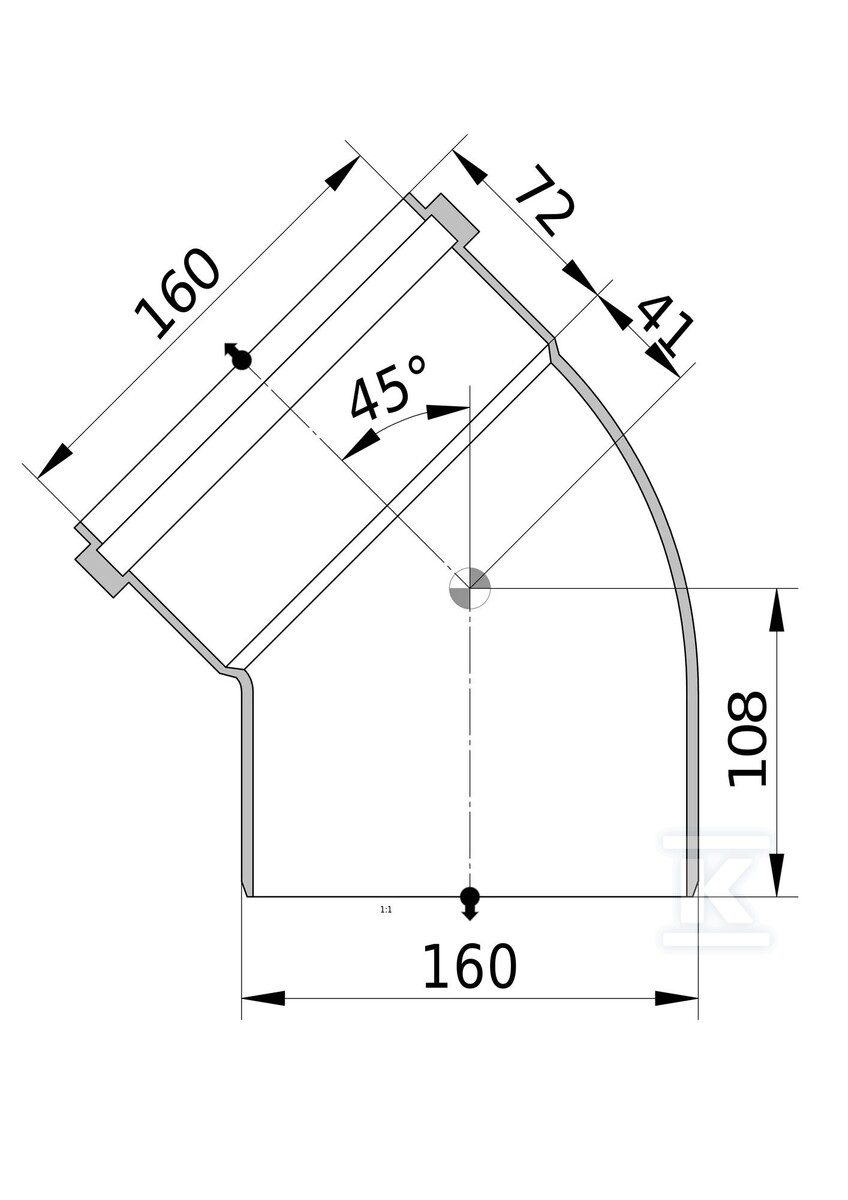 PVC koleno 160x160/45 trieda S - 3024159