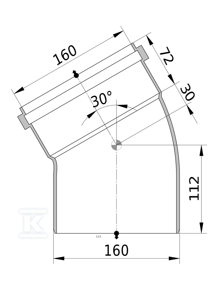 PVC koleno 160x160/30 kl.N - 3032724