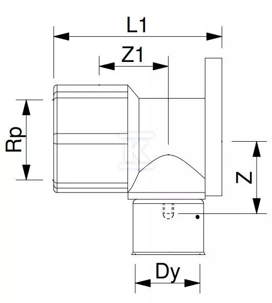 GW nástenné koleno K5 C/Z W PN10 20/ - 3079856