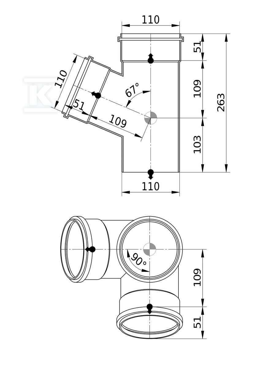 HT krížový kus 110x110x110x110/67 - 3018762