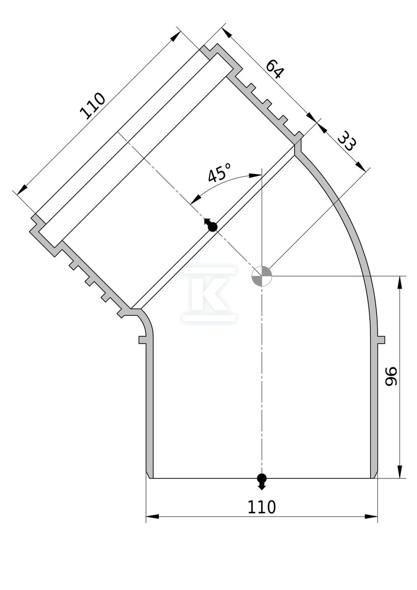 PP-HT kolena Sitech Plus 110/45 - 3067729