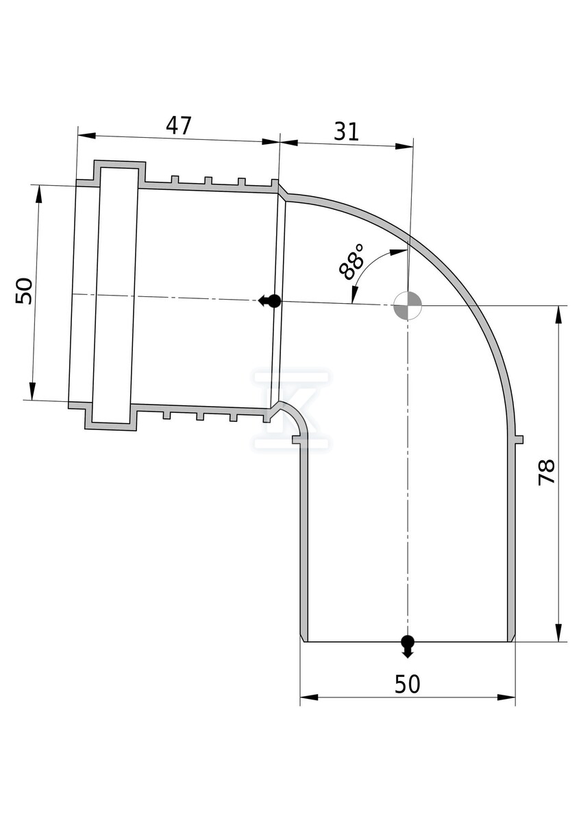 PP-HT kolena Sitech Plus 50/87.5 - 3067741