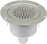 Adjustable bathroom inlet body with a round grate (to be purchased siphon 502.050.110 and optional filter 502.000.000 S) vertical drain Ø50 MM, for vinyl floors