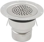 Adjustable bathroom inlet body with a round grate (to be purchased siphon 502.050.110 and optional filter 502.000.000 S) vertical drain Ø7110MM, for vinyl floors