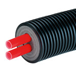 Rura preizolowana podwójna AustroPEX HT double A125-2x20, PN6, do instalacji c.o., izolacja cieplna z pianki PE, karbowany płaszcz zewnętrzny HDPE
