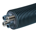 Rura preizolowana podwójna AustroPEX WPP A125-2x25 PEX, do pomp ciepła typu monoblok, izolacja cieplna z pianki PE, karbowany płaszcz zewnętrzny HDPE