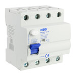 Вимикач диференційного струму 25A, 30mA, 4-полюсний тип AC RCD/25A/4P NEO