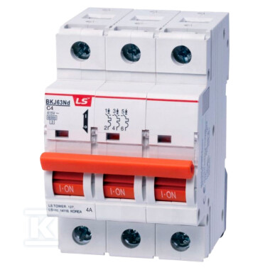 Автоматичний вимикач, 6kA серії BKJ63Nd - BKJ63ND 3P C4