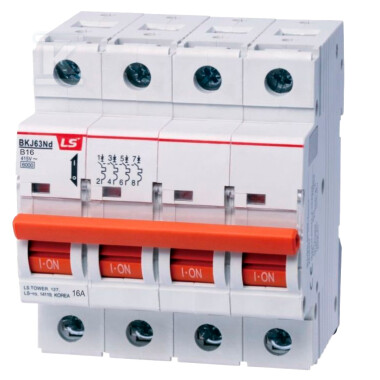 Автоматичний вимикач надструму, 6kA - BKJ63ND 4P B16