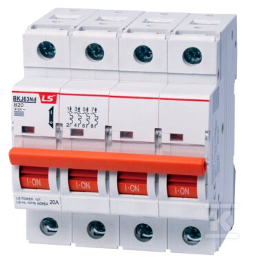 Автоматичний вимикач надструму, 6kA - BKJ63ND 4P B20