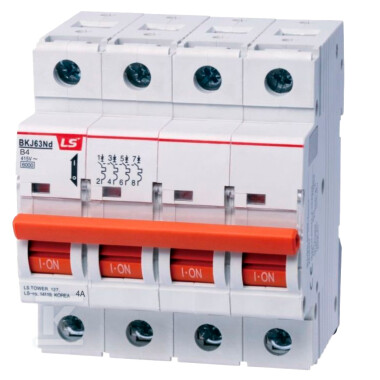Автоматичний вимикач, 6kA серії BKJ63Nd - BKJ63ND 4P B4