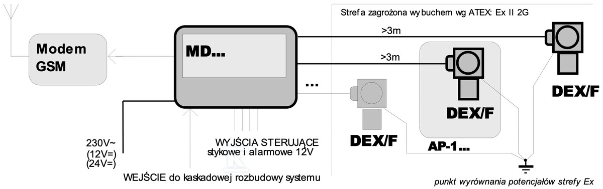 Detektor gazów DEX-1KL5/N-Nstd - DEX-1KL5/N-NSTD