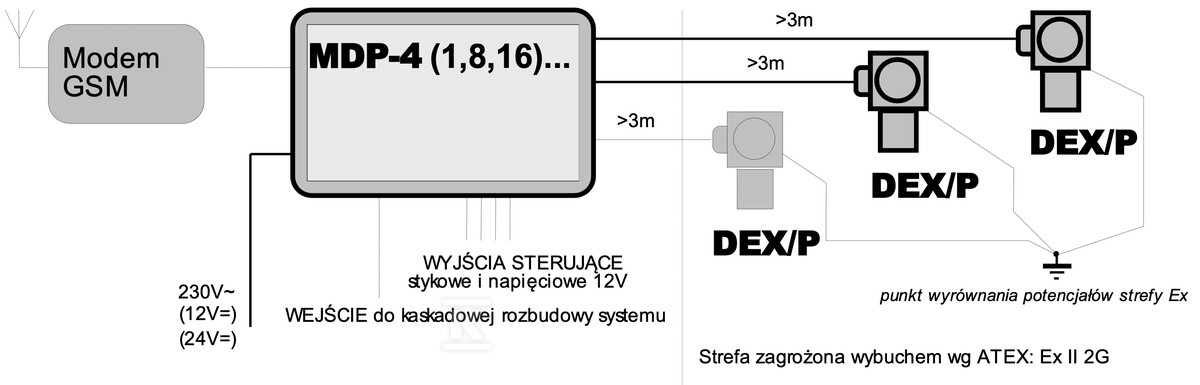 Detektor gazów DEX-P1KL/N metan,gazy - DEX-P1KL/N