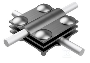 Cross connector 4-hole 3-plate B for 30mm (stainless steel) /IN ...