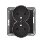 Подвійна розетка з заземленням, модуль без рамки — АНТРАЦИТ ІМПРЕСІЯ