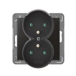 Подвійна розетка з заземленням та перегородками для струмових шин, модуль без рамки — антрацит IMPRESJA