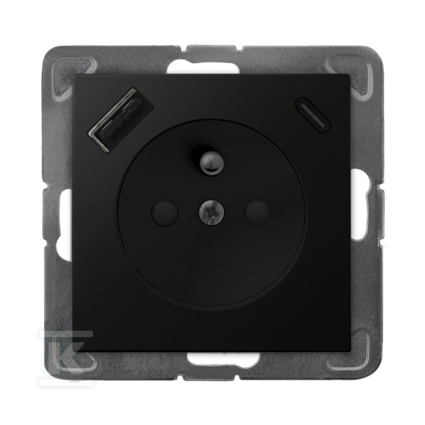 Одинарна розетка з заземленням та - GP-1YZPUSBAC/M/33