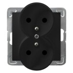 Подвійна розетка з заземленням, модуль без рамки — матовий чорний IMPRESJA GP-2YRAZ/M/33