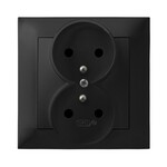 Подвійна розетка з заземленням, комплектована з рамкою - чорний матовий IMPRESJA GP-2YZ/33