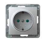 Одинарна розетка зі заземленням Schuko з захисними пластинами для струмових каналів — СРІБЛО Impresja