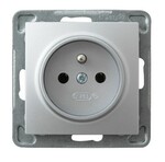 Одинарна розетка з заземленням — срібло