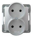 Подвійний розетковий модуль без рамки — СРІБЛО ІМПРЕСІЯ