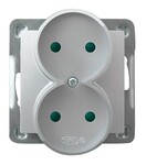 Подвійне гніздо з захисними перегородками для струмоведучих шин, модуль без рамки — СРІБЛО ІМПРЕСІЯ