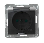 Водонепроникна розетка з заземленням ШУКО IP-44 з захисними кришками для струмових каналів, прозорий кришечка — СРІБЛО
