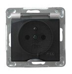 Розетка бризгозахищена з заземленням IP-44, прозорий кришечка — СРЕБРО ІМПРЕСІЯ
