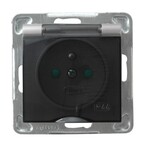 Водонепроникна розетка з заземленням IP-44 з перегородками для струмових шин, прозорий кришечка, СРЕБРО ІМПРЕСІЯ