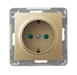 Одинарна розетка з заземленням Schuko з захисними пластинами для струмових шляхів — ЗОЛОТИЙ МЕТАЛІК ІМПРЕСІЯ