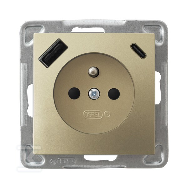 Одинарна розетка з заземленням та - GP-1YZPUSBAC/M/28