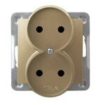 Подвійний вилковий розетний модуль без рамки — ЗОЛОТИЙ МЕТАЛІК ІМПРЕСІЯ