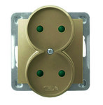 Подвійний розетка з перегородками для струмових шин, модуль без рамки — ЗОЛОТИЙ МЕТАЛІК ІМПРЕСІЯ