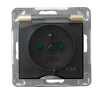 Водонепроникна розетка з заземленням IP-44 з перегородками для струмових шин, прозорий кришечка — ЗОЛОТИЙ МЕТАЛІК ІМПРЕСІЯ