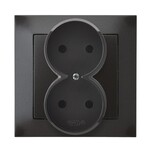 Подвійне гніздо повний комплект з рамкою — антрацит імпресія