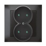 Подвійне гніздо з захисними елементами для шин, у комплекті з рамкою — антрацитовий IMPRESJA