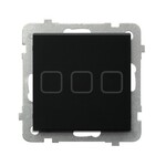 Потрійний сенсорний вимикач з підсвічуванням, чорне матове скло SONATA, ŁPD-13RS/m/79