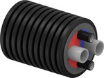 Rura preizolowana podwójna ECOFLEX Thermo Twin HP 2x50x4.6-2x32x3.5/200, 6 bar, temp. 80st., do instalacji c.o., chłodniczych i geotermii, izolacja cieplna z pianki PE-X, karbowany płaszcz zewnętrzny HDPE
