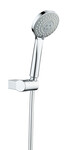 Zestaw prysznicowy punktowy ONNLINE rączka natryskowa szara tarcza O100 mm, 3 funkcjna, regulowany uchwyt, wąż natryskowy PVC srebrny 1,5 m, system anti-twist, chrom
