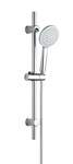 Zestaw prysznicowy przesuwny ONNLINE rączka natryskowa biała tarcza O120 mm, 5 funkcjyjna, drążek natryskowy ze stali nierdzewnej 22x660mm, wąż natryskowy PCV srebrny 1,5 m, system anti-twist, chrom