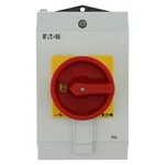Роз'єднувач ЗАЛ-ВИМК, 3 швидкості+1NO+1NC, 40A, в корпусі IP65, ручка червоно-жовтого кольору з блокуванням під замок P1-40/I2/SVB/HI11