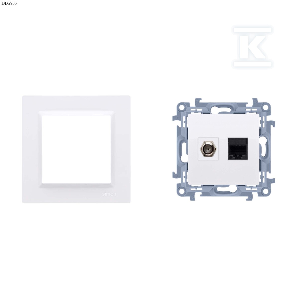 Gniazdo antenowe typu "F" + RJ45 kat.5e - DLG955
