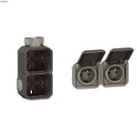 Gniazdo podwójne z uziemieniem 2x2P+Z, poziome, mechanizm 16A-250V~- antracyt, NOWE PLEXO 55 + Puszka natynkowa podwójna z przepustem kablowym ISO20 - antracyt, NOWE PLEXO 55, 069842L / 069610L