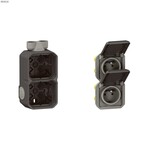 Gniazdo podwójne z uziemieniem 2x2P+Z, pioNOWE, mechanizm 16A-250 V~- antracyt, NOWE PLEXO 55 + Puszka natynkowa podwójna z przepustem kablowym ISO20 - antracyt, NOWE PLEXO 55, 069843L / 069610L