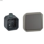 Przycisk jednobiegunowy, mechanizm 10A-250V~ - antracyt, NOWE PLEXO 55 + Puszka natynkowa pojedyncza z przepustem kablowym PG20 - antracyt, NOWE PLEXO 55, 069810L / 069628L