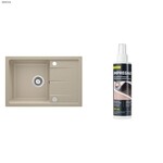 Zlewozmywak granitowy 1-komorowy z ociekaczem Leda, piasek oraz impregnat do zlewozmywaków granitowych Plus, 200 ml