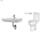 Kompakt 579 Etiuda dla osób niepełnosprawnych CleanOn 3/6 l, odpływ poziomy oraz deska sedesowa Etiuda dla osób niepełnosprawnych duroplastowa Umywalka Etiuda 65 dla osób niepełnosprawnych