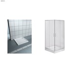 Kabina prysznicowa Onnline kwadratowa, profil chrom, szkło szron 80x185 oraz brodzik akrylowy Onnline Standard Plus 80x80x5 cm kwadratowy